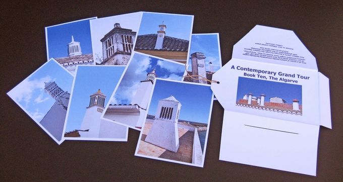 A Contemporary Grand Tour, book X, The Algarve
The postcards in this volume recall a journey through southern Portugal through images of the area’s elaborate chimney pots.
Digital print on 4CC 200gsm coated paper 
£30
