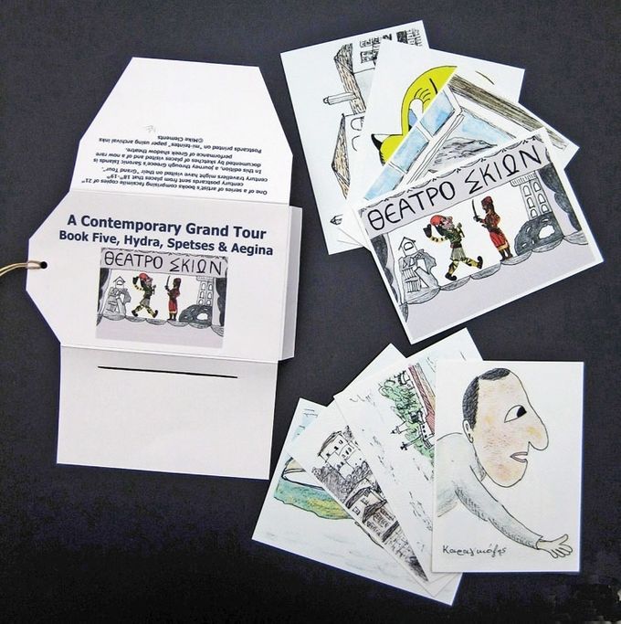 A Contemporary Grand Tour, book V, Hydra, Spetses & Aegina
Eight postcards with original drawings inspired by a journey through Greece’s Saronic Islands.  Book five in a series. 
Digitally printed with archival inks on mi-teintes 160gsm card.
Size 18.5 x 11.0cm 
£30
